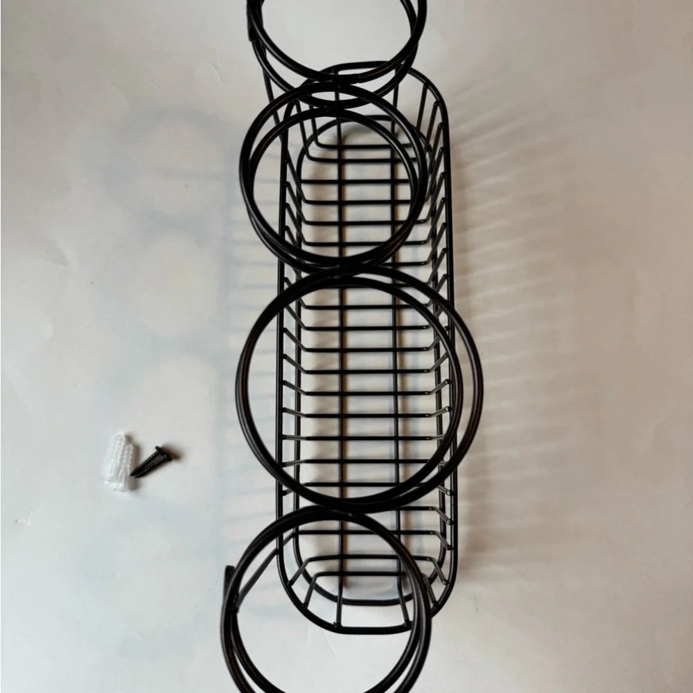 Dark Brown Metal Wall-Mounted Storage Basket